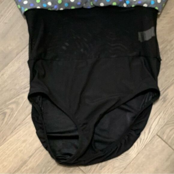 Longitude Swimsuit Women’s Black Multi Colored Polka Dots 12P. - Picture 6 of 13